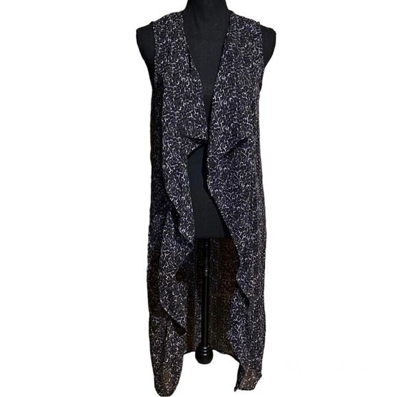 H&M Divided Open Front Ruffle Waterfall Sleeveless Duster Vest Women's 2 - Picture 1 of 8
